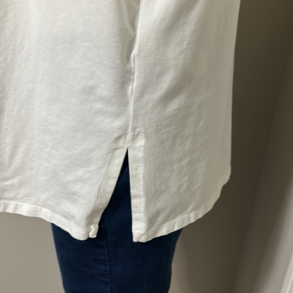 EILEEN FISHER Shirt White Hooded Long Sleeve Tshirt Top High Neck Sz XS - Picture 5 of 11